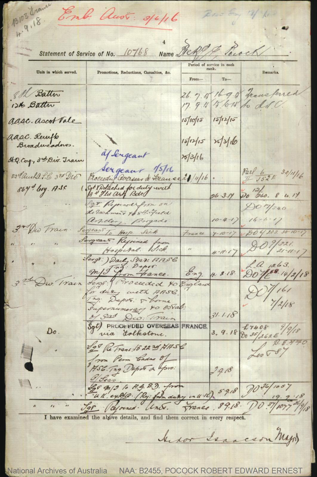 Robert Ernest Edward Pocock, 10768